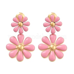 304 Stainless Steel Enamel Stud Earrings&nbsp;EJEW-S226-01G-02