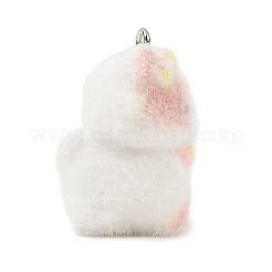 不透明樹脂のペンダント  犬  プラチナ鉄ループ付き  桃パフ  28x17x19mm  穴：2mm&nbsp;RESI-I353-02P-01