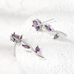 Brass Micro Pave Cubic Zirconia Stud Earrings&nbsp;KK-CBA8324-20P