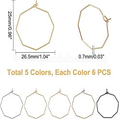 30Pcs 5 Colors Ion Plating(IP) 316 Surgical Stainless Steel Hoop Earrings Findings&nbsp;STAS-UN0030-95