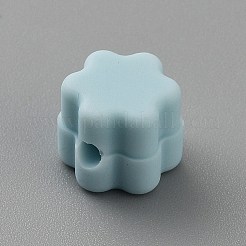 フラワーシリコンフォーカルビーズ  DIYの看護ネックレス用  ライトブルー  11x10.5x10mm  穴：2.8mm&nbsp;SIL-TAC0008-10E