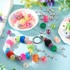 140Pcs 3 Styles Polyester Rabbit Hair with Alloy European Beads&nbsp;DIY-TA0015-26