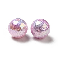 UVメッキ虹色のABSプラスチックビーズ  テクスチャラウンド  プラム  14x13mm  穴：2mm&nbsp;LS-SACR-A001-05D