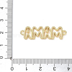 中空真鍮製コネクターチャーム  単語ママ  ゴールドカラー  10x33.5x2mm  穴：1.8mm&nbsp;KK-CBAE532-01L-G