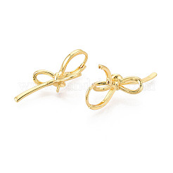 Brass Huggie Hoop Earring Findings for Half Drilled Beads&nbsp;KK-T071-15G