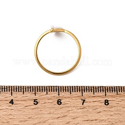 304 Stainless Steel & Natural Shell & Imitation Pearl Cuff Rings for Women&nbsp;RJEW-G372-01G-07