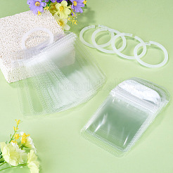 透明なプラスチック製再封可能な包装袋 50個  長方形  ポリエチレン製ルーズリーフブックバインダーヒンジリング5個付き  透明  11x7x0.02cm  片側の厚さ：2.3ミル（0.06mm）&nbsp;OPP-TA0001-28