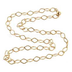 304 Stainless Steel Texture Rhombus Link Chain Necklaces&nbsp;NJEW-K305-04G