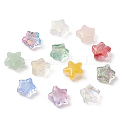 120個12スタイルスプレー塗装ガラスビーズ  スター  混合スタイル  ミックスカラー  8x8.5x4mm  穴：1mm  10個/スタイル&nbsp;GLAA-FS0001-55