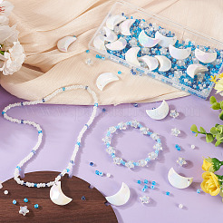 DIY 星月ジュエリー製作キット  ガラスシードビーズを含む  アクリル模造シェルペンダント  アクリルビーズ  ミックスカラー  4x1.5mm&nbsp;DIY-TA0013-76