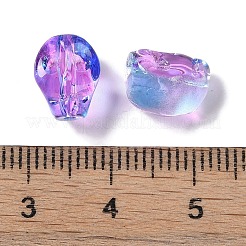 ペイントガラスビーズを焼く  スカル  青紫色  10x8x7.5mm  穴：1mm&nbsp;LS-GLAA-S202-17H