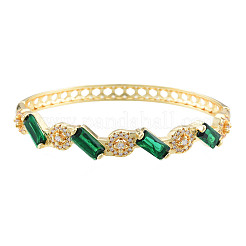 Cubic Zirconia Rectangle & Evil Eye Hinged Bangle&nbsp;BJEW-N012-047