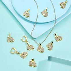 真鍮パヴェキュービックジルコニアペンダント10個  フットプリント  18KGP本金メッキ  18x17x2mm  穴：4.5x3.5mm&nbsp;KK-SZ0002-66