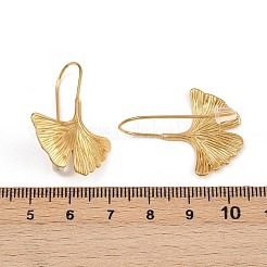 304ステンレススチールダングルイヤリング  葉  18KGP本金メッキ  32x24.5mm&nbsp;EJEW-A138-05G