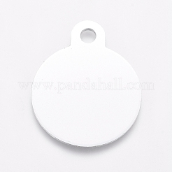 アルミ製ペンダント  空白タグのスタンプ  フラットラウンド  銀  31x25x1mm  穴：3mm&nbsp;ALUM-I002-01B