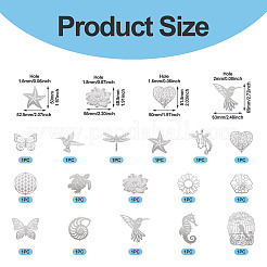 16Pcs 16 Styles 201 Stainless Steel Etched Metal Embellishments Connector Charms&nbsp;STAS-TA0003-39