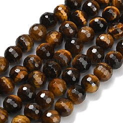 天然石タイガーアイビーズ連売り  多面カット  ラウンド  8mm  穴：1mm  約47~48個/連  15.16''（38.5センチメートル）&nbsp;G-C280-B21-8mm