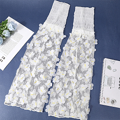 花柄ポリエステルガーゼソックス  女性用レッグウォーマー  ホワイト  680x234x7mm&nbsp;AJEW-WH20080-22A