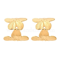 Flower with C-Shaped 304 Stainless Steel Stud Earrings for Women&nbsp;EJEW-A131-01B-G