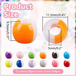 600Pcs 12 Colors Opaque Resin Beads&nbsp;RESI-GO0001-08
