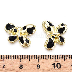 合金エナメルチャーム  鉛フリー＆カドミウムフリー  ライトゴールド  バタフライチャーム  ブラック  15.5x19x4mm  穴：1.6mm&nbsp;ENAM-N056-182A-NR