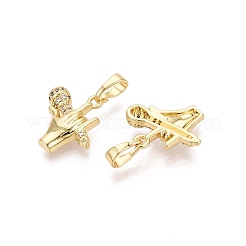 Brass Micro Pave Clear Cubic Zirconia Pendants&nbsp;KK-Q073-03G