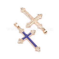 エナメルチャーム  合金パーツ  クロス  ゴールドカラー  ブルー  48x30.5x3mm  穴：5x6mm&nbsp;PALLOY-P172-070G-03