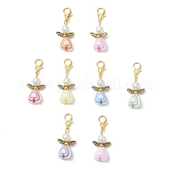 アクリルペンダントの装飾  天使  合金製カニカン付き  アンティークゴールデン＆ゴールデン  34mm&nbsp;HJEW-JM04016-01