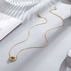 304 Stainless Steel Interlocking Double Heart Pendant Necklaces for Women&nbsp;FS-WG0D883-01