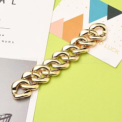 手作りのUVメッキアクリルカーブチェーン  ツイストチェーン  ゴールドカラー  リンク：31x29x6mm  約39.37インチ（1m）/連&nbsp;X-AJEW-JB00774-02