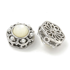 Brass & ABS Imitation Pearl & Shell Flower Multi-Strand Links&nbsp;KK-Q820-35P