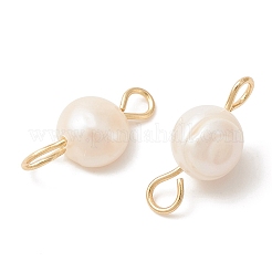 Natural Cultured Freshwater Pearl Connector Charms&nbsp;PALLOY-YW0001-52