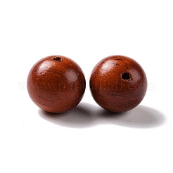 天然木のビーズ  染色されていない  ラウンド  暗赤色  12mm  穴：1.6mm&nbsp;X-WOOD-C005-01D