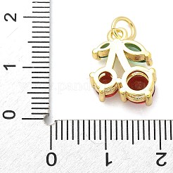 真鍮製マイクロパヴェキュービックジルコニアペンダント  果物  ラックめっき  長持ちメッキ  鉛フリー＆カドミウムフリー  丸カン付き  18KGP本金メッキ  チェリー  14.5x12.5x5mm  穴：3mm&nbsp;KK-S511-03B-G