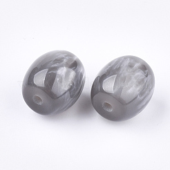 樹脂ビーズ  天然石風  オーバル  ライトグレー  17~17.5x16mm  穴：3mm&nbsp;X-RESI-S377-13B