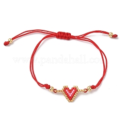 Glass Seed Beads Heart Link Bracelets&nbsp;BJEW-MZ00217