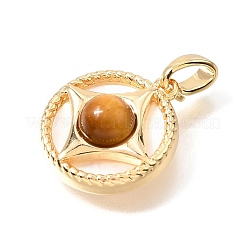 Natural Tiger Eye & Natural Shell Pendants&nbsp;KK-N289-08G-01