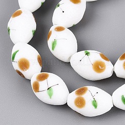 Frosted Handmade Lampwork Beads Strands&nbsp;LAMP-N037-03E