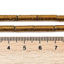 電気メッキされた天然溶岩岩ビーズ連売り  コラム  黄金メッキ  13x4mm  穴：1mm  約31個/連  15.35''~15.75''（39センチメートル）&nbsp;G-K388-03B-01