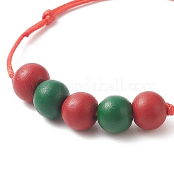 Wood Round Braided Bead Bracelet&nbsp;BJEW-JB09927