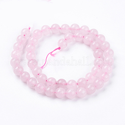 天然石ローズクォーツビーズ連売り  ラウンド  8mm  穴：1mm  約48個/連  14.9インチ&nbsp;X-G-R193-13-8mm
