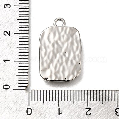 合金ペンダント  シルバーチャーム  長方形  23x14.5x2.5mm  穴：2.3mm&nbsp;FIND-M041-04P-01-1