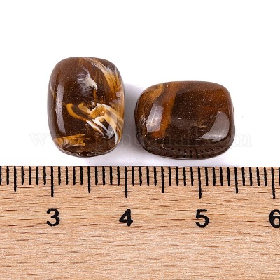 アクリルビーズ  イミテーション翡翠  長方形  ココナッツブラウン  13x11x8mm  穴：1.5mm。 510個/ 500 G&nbsp;OACR-H120-02C-1