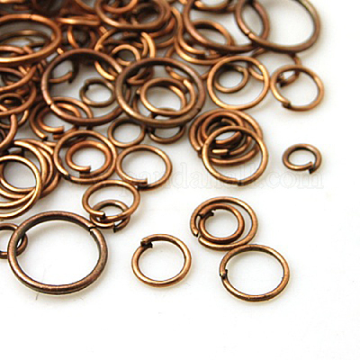 真鍮製オープン丸カン1箱  ラウンド  混成  4mm / 5mm / 6mm / 7mm / 8mm / 10mm  赤銅鉱&nbsp;KK-X0059-R-NF-B-1