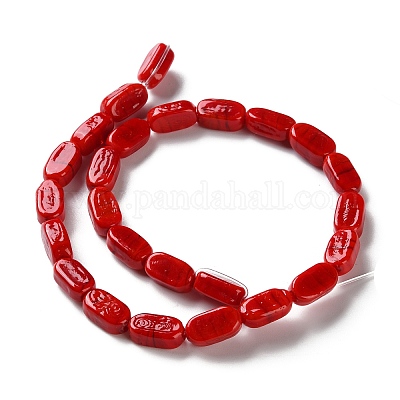 手作りランプワークビーズ  オーバル  レッド  13~14x7.5~8x5.5~6mm  穴：1.5~1.6mm&nbsp;LAMP-Q003-02A-1