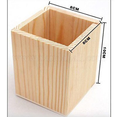 Wooden Pen Holders, Office School Supplies, Cuboid, BurlyWood, 80x80x100mm