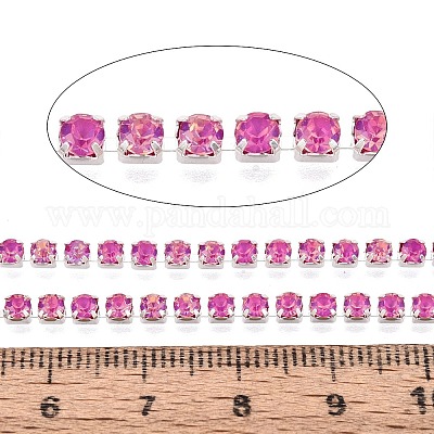 鉄ラインストーンカップチェーン  スプールで  銀  ローズ  3x3x2.5mm  約10ヤード/ロール&nbsp;CH-A008-02E-1