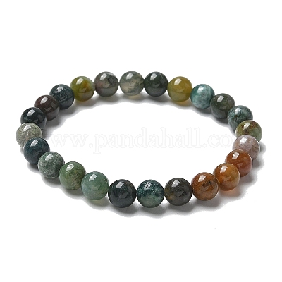 Natural Indian Agate Bead Stretch Bracelets&nbsp;BJEW-K212-B-010-1