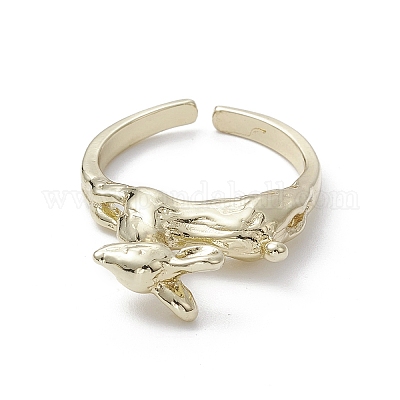 Rack Plating Brass Open Cuff Rings&nbsp;RJEW-K257-37G-1