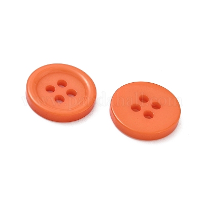 樹脂ボタン  染め  フラットラウンド  ダークオレンジ  11x2mm  穴：1mm  980個/袋&nbsp;RESI-D030-11mm-06-1